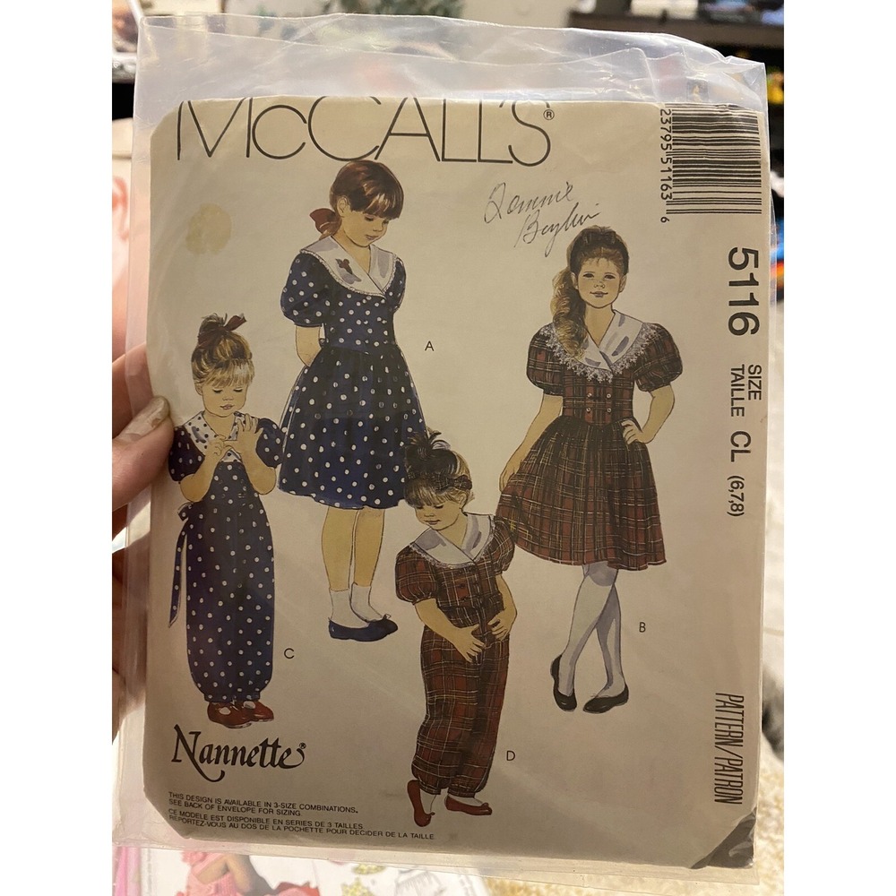 Vintage 1990 McCalls 5116 Girls Sewing Pattern Size 6-8 Cut Complete Nannette